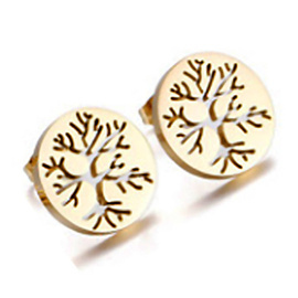 Złote Kolczyki Drzewo Szaczęścia Stal Szlachetna