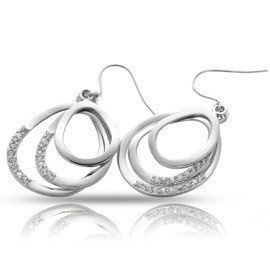 Kolczyki Srebrne Owalne z Białymi Cyrkoniami