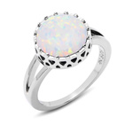 Srebrny Pierścionek z Białym Okrągłym Opalem