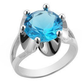 Pierścionek Srebrny z Dużą Błękitną Cyrkonią