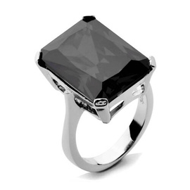 Srebrny Pierścionek z Dużą Czarną Cyrkonią