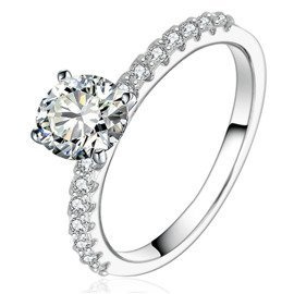 Pierścionek Srebrny Wysadzany Cyrkoniami