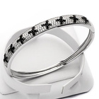 Srebrny Bransoletka z Białymi Czarnymi Cyrkoniami