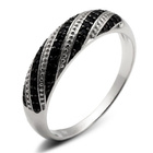 Pierścionek Srebrny z Czarnymi Mikro Cyrkoniami
