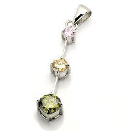 Srebrna Zawieszka Kolorowa Cyrkonie