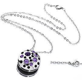 Naszyjnik Koło Wysadzane Fioletowymi Cyrkoniami
