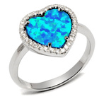 Srebrny Pierścionek Serce z Opalem i Cyrkoniami