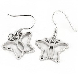 Kolczyki Srebrne Motyle Rodowane