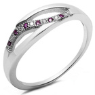 Pierścionek Srebrny Rubinowe i Białe Kamienie