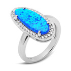 Srebrny Pierścionek Kwiatuszek z Niebieskim Opalem