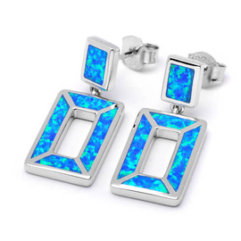 Srebrne Kolczyki z Niebieskim Opalem