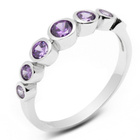 Srebrny Pierścionek z Fioletowymi Kamieniami