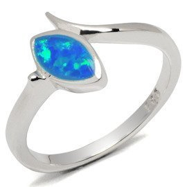 Srebrny Pierścionek z Niebieskim Opalem