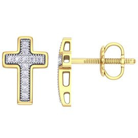 Kolczyki Złote Krzyżyki Wysadzane Diamentami