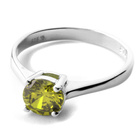 Srebrny Pierścionek z Oliwkową Cyrkonią