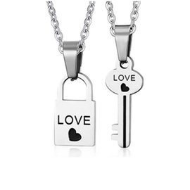 Komplet 2 Naszyjników Dla Pary Kłodka i Kluczyk