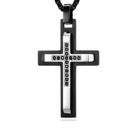 Zawieszka ze Stali Szlachetnej Krzyż z Cyrkoniami