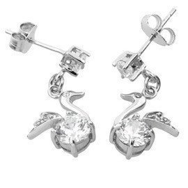 Kolczyki Srebrne Łąbędzie z Białymi Cyrkoniami