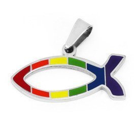 Zawieszka Rybka z Kolorową Tęczą Stal Szlachetna