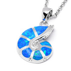 Srebrna Zawieszka Muszelka z Niebieskim Opalem