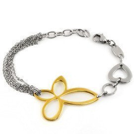 Bransoletka ze Złotym Motylem Stal Szlachetna