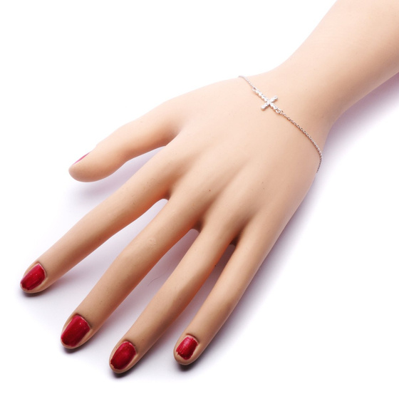 Bransoletka Srebrna Krzyżyk z Cyrkoniami