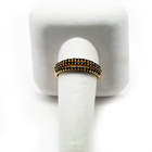 Pierścionek Srebrny Złoty z Czarnymi Cyrkoniami