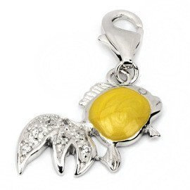 Przywieszka Srebrna do Bransoletek Żółta Ryba