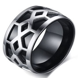 Szeroka Obrączka z Czarnymi Elementami