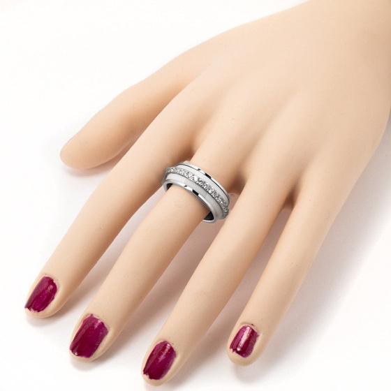 Obrączka Biała Ceramika i Diamentowe Cyrkonie