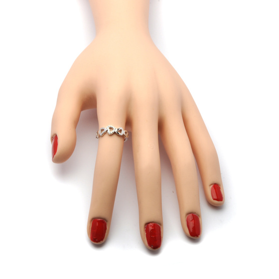 Pierścionek Srebrny Serce Wysadzane Cyrkoniami