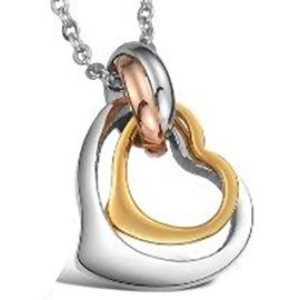 Naszyjnik Dwa Serduszka ze Stali Szlachetnej