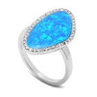 Srebrny Szeroki Pierścionek z Opalem i Cyrkoniami