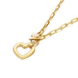 Złoty Naszyjnik z Serduszkiem Stal Szlachetna