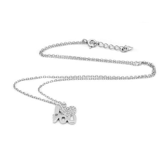 Srebrny Naszyjnik I LOVE YOU z Cyrkoniami