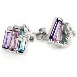 Srebrne Kolczyki z Kolorowymi Cyrkoniami