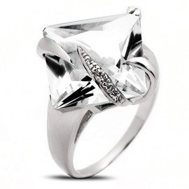 Pierścionek Srebrny z Białą Cyrkonią