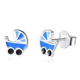 Srebrne Kolczyki Wózek Dziecięcy