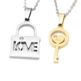 Komplet 2 Naszyjników dla Pary Kluczyk i Kłódka