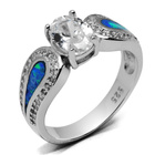 Srebrna Obrączka z Niebieskim Opalem i Cyrkoniami