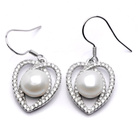 Srebrne Kolczyki Serduszka z Perłami i Cyrkoniami