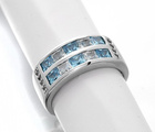 Srebrna obrączka z Błękitnymi i Białymi Cyrkoniami