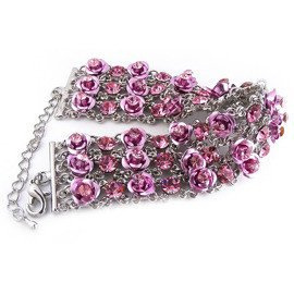 Szeroka Bransoletka z Rubinowymi Kryształkami