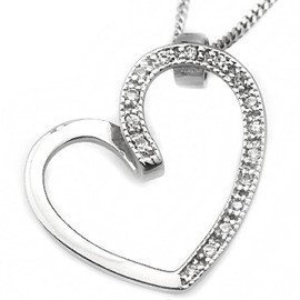 Srebrna Zawieszka Serce Białe Cyrkonie