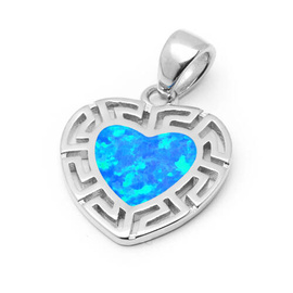 Srebrna Zawieszka Serce z Niebieskim Opalem