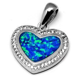 Srebrna Zawieszka Niebieski Serce z Opalem