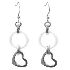 Kolczyki Serca ze Stali Szlachetnej i Ceramiki