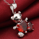 Srebrna Zawieszka Miś z Czerwonym Sercem