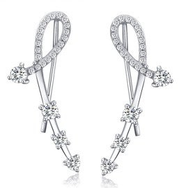 Podłużne Kolczyki Srebrne Wysadzane Cyrkoniami