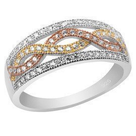 Pierścionek Srebrny z Białymi Mikro Cyrkoniami